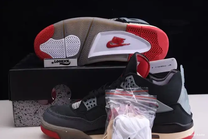 Cheap Off White x Air Jordan 4 Bred Retro CV9388-001 0507